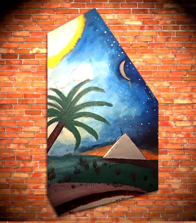 <span style='font-weight:bold;'>The Kemet Portal</span><br />
    <span style='font-size:.8em;color:#9A4F03;'>  This approximately 6 ft. tall 3 and 1/2 ft. wide acrylic is encoded mathematically and symbolically to connect one with the Earth.   </span>